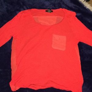 Red Timing top, sheer back.